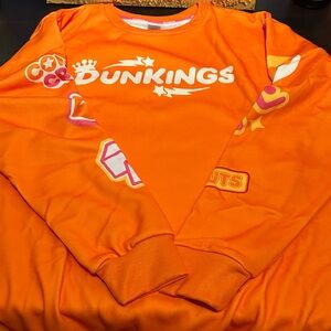 Dunkin Donuts Dun-kings Orange Graphic Crew Sweatshirt